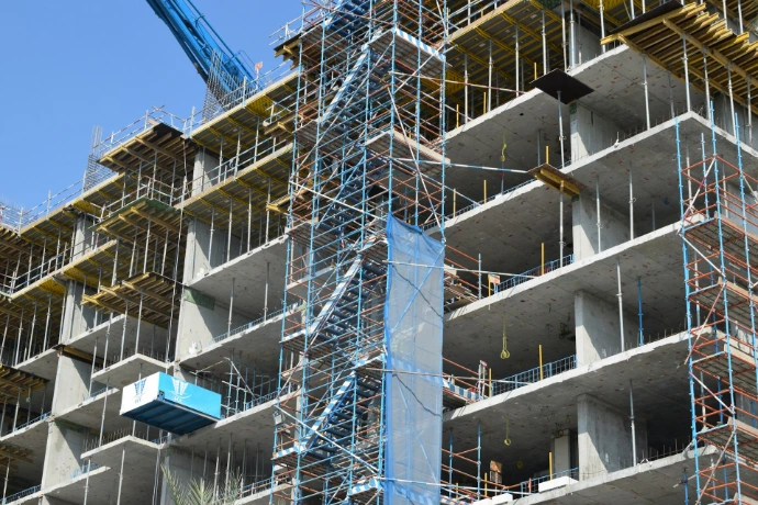 white and blue concrete building
